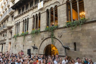 Enguany les finestres de la Paeria han estat reservades als nens i nenes d'Afanoc i Down Lleida.