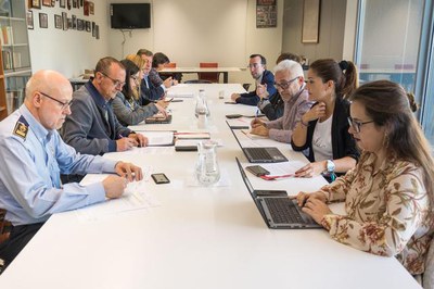 Sessió extraordinària de la Comissió Informativa de Gestió de la Seguretat i el Civisme, aquest dijous, a la Caserna de la Guàrdia Urbana.