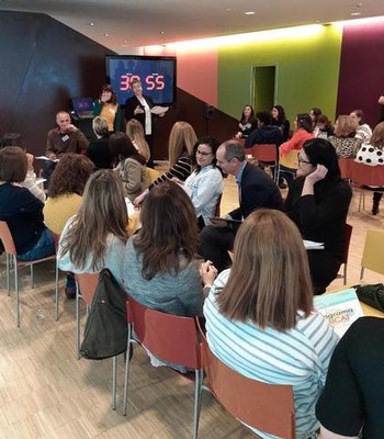 Dinàmica a la jornada Ocupat, que s'ha fet aquest dimarts a la Llotja.