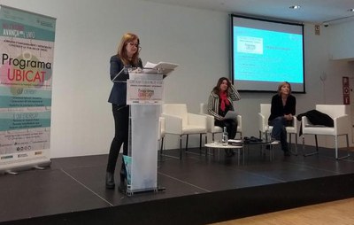 La tinent d’alcalde Anna Campos ha assistit a l'obertura de la jornada Ocupat, d'aquest dimarts, a la Llotja.