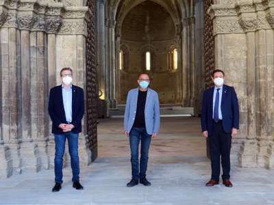 El paer en cap, Miquel Pueyo; el president de la Diputació de Lleida, Joan Talarn, i el delegat del Govern a Lleida, Joan Farré, han presentat l’acte….