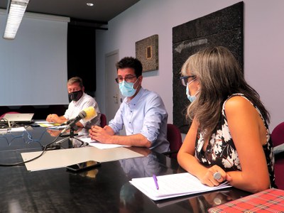 Un moment de la roda de premsa de Joan Ramon Castro, Toni Postius i Sandra Castro.