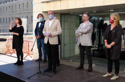 Els parlaments s'han fet a la plaça del Museu de Lleida.
