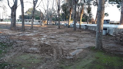 Finalitzats els treballs per demolir les taules de pícnic del parc de les Basses.