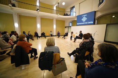 La reunió de la consellera d'Igualtat i Feminismes, Tània Verge, ha tingut lloc a la sala Alfred Perenya..