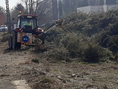 Una màquina treballa en el desbrossament del terreny.