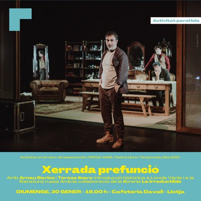 A les 19 hores, a la cafeteria Davall de la Llotja, s'ha organitzat una xerrada prefunció amb la participació d'Arnau Barios i Teresa Ibars que faran….