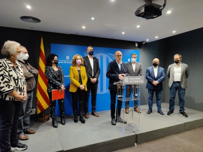 El paer en cap, en la roda de premsa posterior a la reunió amb la secretària general de Transports i Mobilitat..