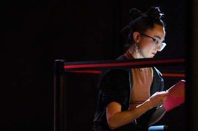Al Festival de Poesia Lleida, El combat dels Poetes, amb Maria Sevilla.