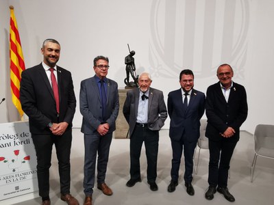 El president Pere Aragonès amb la delegació de les Terres de Lleida.