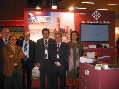 L'alcalde a l'espai de Lleida al BMP amb el president de la Federació de Municipis de Catalunya i alcalde de Sabadell, Manel Bustos..