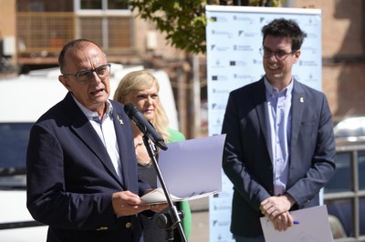 L'alcalde, Miquel Pueyo, durant la seva intervenció.