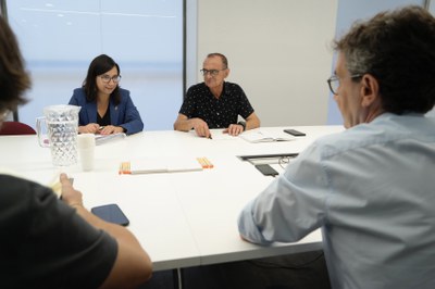 Un moment de la reunió d'aquest matí, a la seu de Pimec.