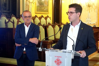 El Paer en Cap, Miquel Pueyo, i el primer tinent d'alcalde, Toni Postius, han presentat avui les novetats del Pla de l'Estació.