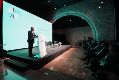 Un moment de la intervenció del paer en cap.