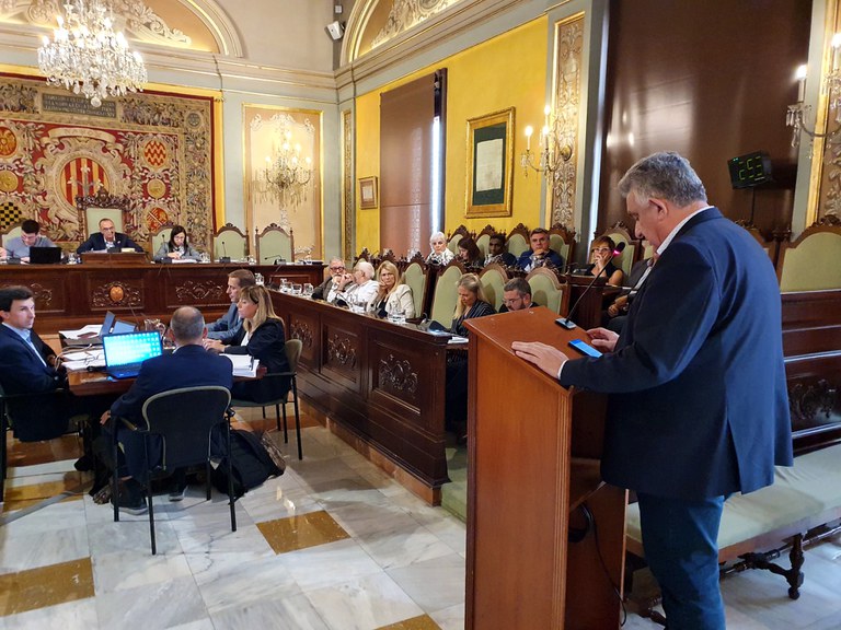 Jaume Saltó, president de la Cambra de Comerç de Lleida, ha intervingut en el debat al ple per la moció del PSC