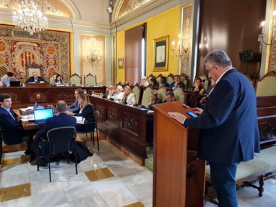 Jaume Saltó, president de la Cambra de Comerç de Lleida, ha intervingut en el debat al ple per la moció del PSC