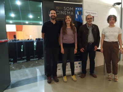 Joan Tisminetzky, Laura Huguet, Sandro Machetti i Judith Vives, en la presentació de la pel·lícula D'Ombres..