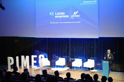 L'alcalde Pueyo ha participat en la cloenda de Lleida Empresa 2022 a la Llotja.