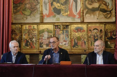 L'alcalde Pueyo ha presidit la signatura del conveni de col·laboració entre Fira de Lleida i el Banc dels Aliments al Saló del Retaule.