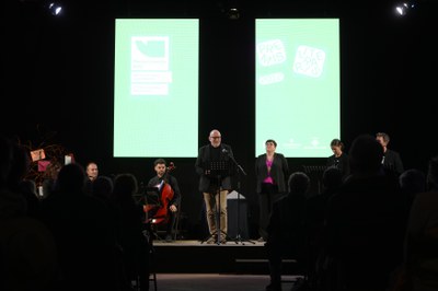 Jaume Rutllant durant el seu parlament en la Nit Literària.
