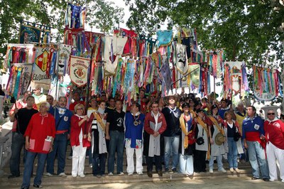 Les colles amb els penons i les escarapel·les..