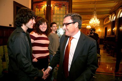 El paer en cap, amb Oriol Roig, Diana Tarragó i Arnau Messegue (d'esquerra a dreta de la imatge).