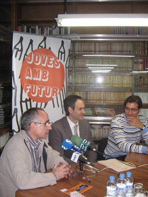 Josep Presseguer i Oriol Yuguero, amb el cap d'estudis del Col·legi..