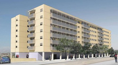 Imatge de la façana de la nova promoció..