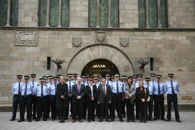 La plantilla de la Guàrdia Urbana està integrada en aquests moments per 217 persones, a la imatge, els nous agents..