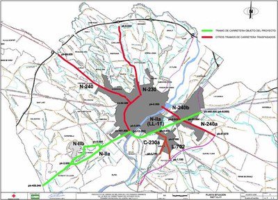 Plànol de les carreteres N-II i LL-11.