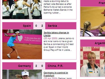 3) Detalld e la portada de la web de la Fed Cup.