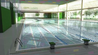Imatges virtuals del Complex Esportiu Municipal, que comptarà amb piscina coberta, sales esportives i espais polivalents. En la construcció s'ha prim….