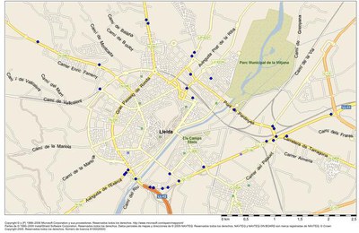 1) Mapa amb les noves ubicacions per a les cartelleres municipals.