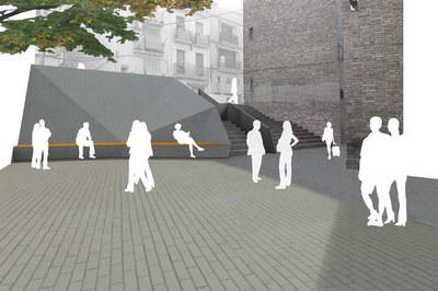 Imatges virtuals de com quedarà la plaça dels Gramàtics, que connecta amb el carrer Sant Martí, un cop finalitzades les obres..