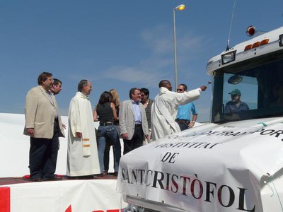 Coincidint amb la celebració del patró dels transportistes, Sant Cristòfol, s'ha celebrat una petita missa i s'han beneït els camions.