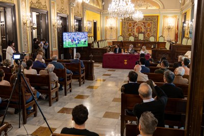 Durant l'acte de donació del fons documental de la UE Lleida s'ha projectat un video sobre el club..