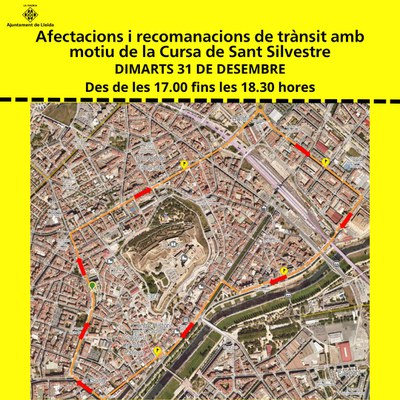 Afectacions i recomanacions de trànsit amb motiu de la Cursa de Sant Silvestre.