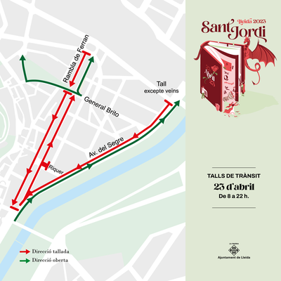 Afectacions i recomanacions de trànsit amb motiu de la Diada de Sant Jordi - Dia 23.