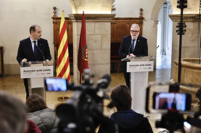 El conseller i l'alcalde han explicat els acords als mitjans.