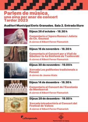 Cicle de conferències "Parlem de música, una eina per anar de concert" ofereix fins al desembre cinc sessions, que atansen la música a tots els públi….