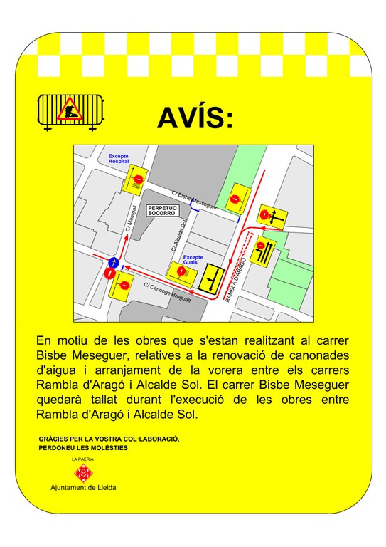 Plànol amb els desviaments de trànsit