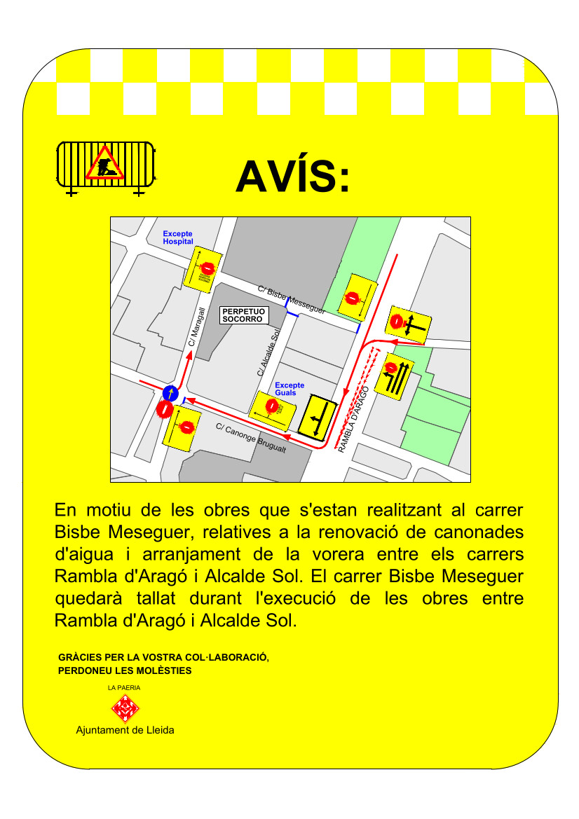 Plànol amb els desviaments de trànsit