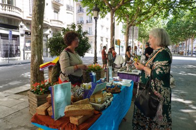 Algunes paradetes de productes artesanals durant la Festa Major del barri Noguerola-Estació-Segre.