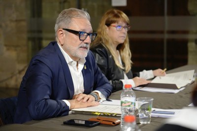 L'alcalde Fèlix Larrosa i la consellera Natàlia Garriga, a la reunió del Plenari del Consorci del Turó de la Seu Vella de Lleida..