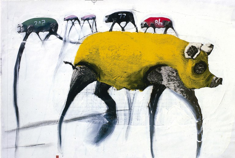 El director Gianluigi Toccafondo, Premi Animation Master d'Animac 2025. Frame de La Pista (1991).