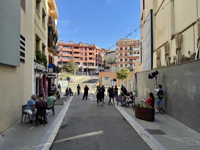 Un instant del rodatge al carrer Llopis.