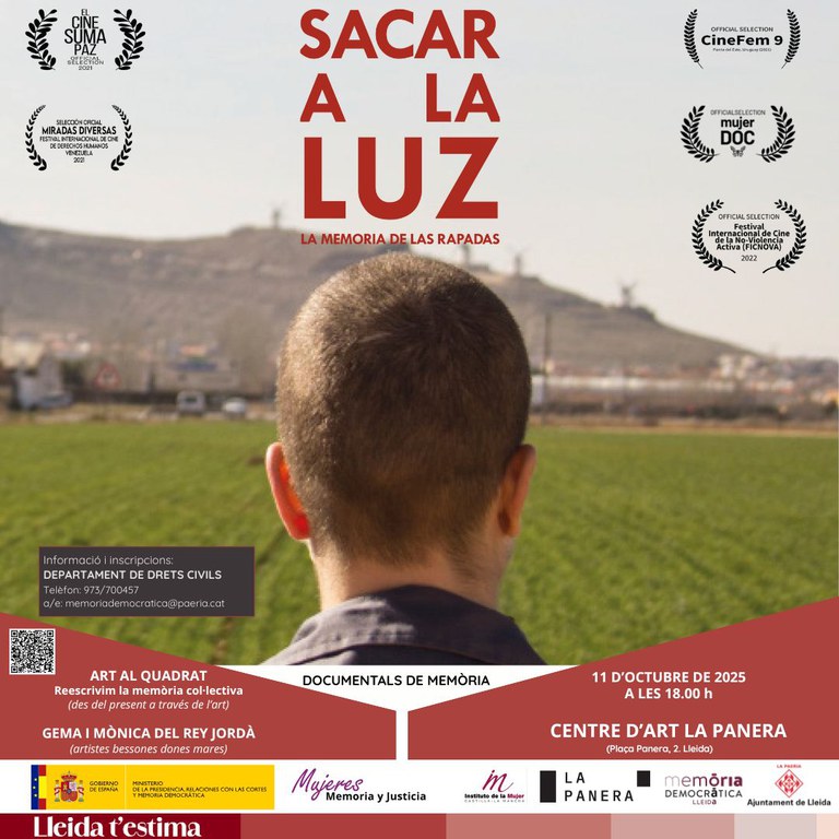 Memòria Democràtica de l’Ajuntament de Lleida ha organitzat la presentació i projecció del documental “Sacar a la luz. La memoria de las rapadas” demà dissabte, a La Panera, a les 18 h.