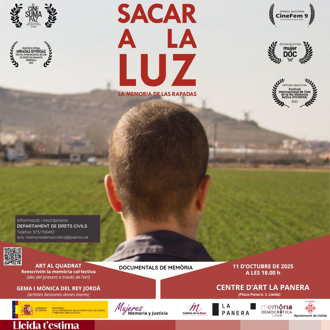 Memòria Democràtica de l’Ajuntament de Lleida ha organitzat la presentació i projecció del documental “Sacar a la luz. La memoria de las rapadas” demà dissabte, a La Panera, a les 18 h.