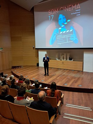 Acte inaugural del Som Cinema, aquest dimecres, a la sala d'actes del Rectorat de la Univeristat de Lleida..